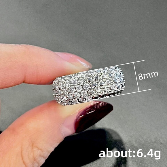 Ceramic & Cubic Zirconia Ring - 6mm/8mm Black/White Wedding Band For Men & Women